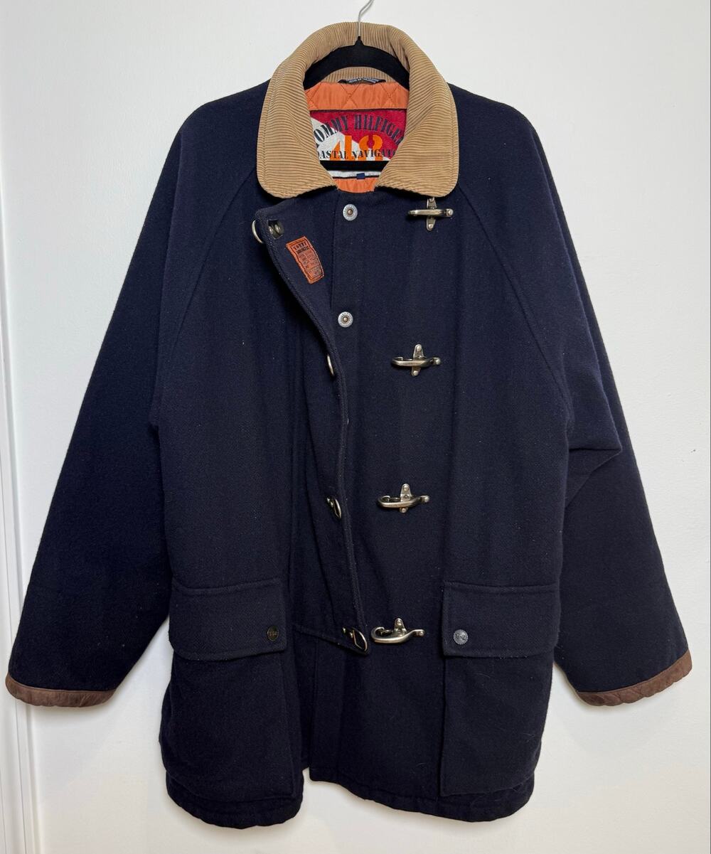 Vintage Tommy Hilfiger Coastal Navigator Naval Issue Wool Blend Coat Size Large